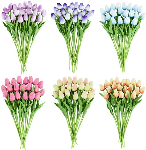 Tulp Tulpen 33cm bundel Lila/wit F13 / Bundel ca. 10st Real Touch foam