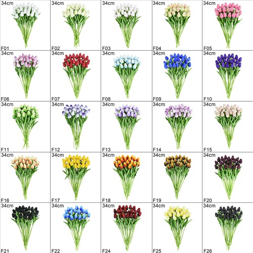 Tulp Tulpen 33cm bundel Lila/wit F13 / Bundel ca. 10st Real Touch foam