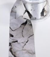 Bedrukt  Lint Greenleaf 70mm 80 cm Metalic Zilver opdruk Populus Alba 
