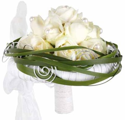 Bruidsboekethouder decoratie, voor bridy WIT Spiralen Luxe Bruidsboekethouder