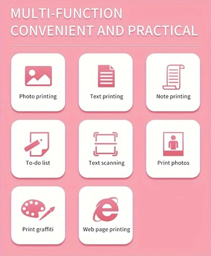 Mini Fotoprinter zwartwit Labelprinter Labelmaker ROZE met de oortjes incl software / st 