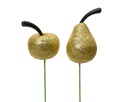 Kunstappeltjes en peertjes goud glitter set 18 stuks