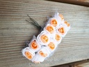 Mini foamrose met tule Wit+Oranje hart BULK pak 144 st 2 cm