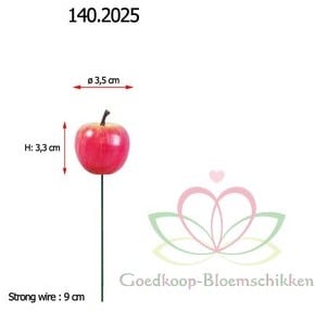 Appel op draad Rood Geel 2-tone glans 3,5 cm ca. 25 stuks