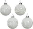 Kerstballen glas Transparant kerstprint Snowflake 8 cm doos 12 stuks