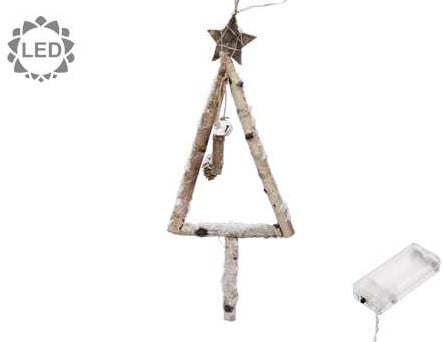 Boomvorm takken met LED houten kerstboom met deco manco 17x53 cm