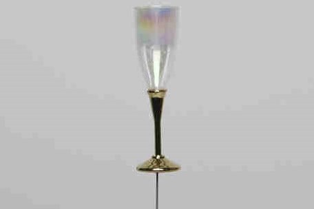 Champagneglas op steker Clear Goud 7.5 cm doos 12 stuks
