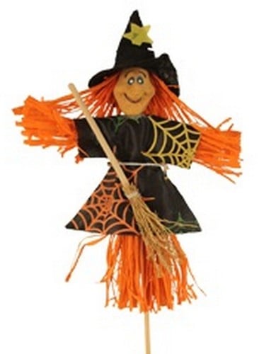 Bijsteker Halloween Heks met bezem 15x10 cm