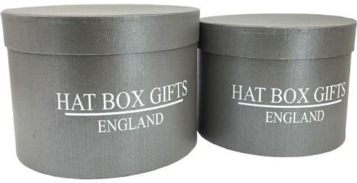 Bloemendoos Set van 2 rond hatbox grijs England gift flowerbox cadeau doos