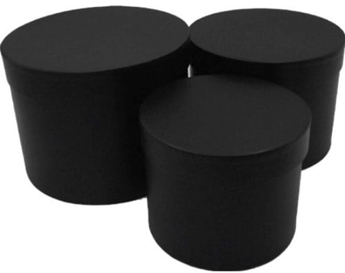 Bloemendoos Set van 3 luxe rond Zwart flowerbox cadeau doos