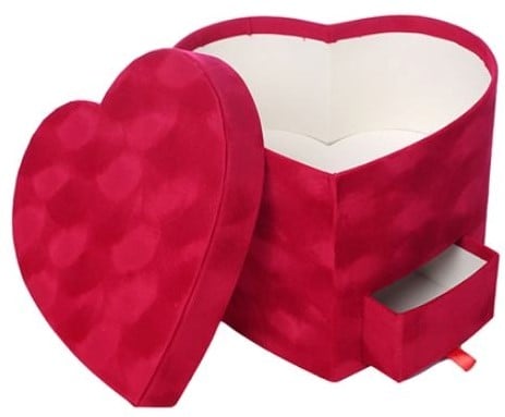 Bloemendoos Rood Velvet luxe met compartiment cadeau doos voor rozen