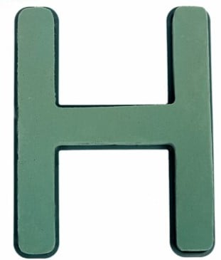 Letter H 30 x 20 cm Premier met Plastic bodem steekschuimvorm oase voor verse bloemen past NIET op frame B-keus