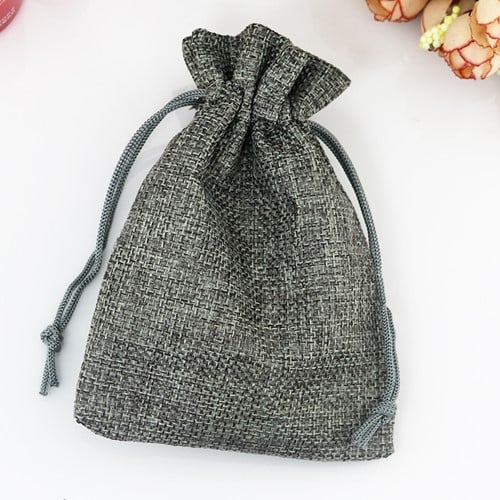 Cadeauzakje giftbag Grijs Linnen Jute 7x9 cm