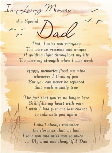 Rouwkaart herdenkingskaart ILM of a Special Dad 16.5 x 12 cm 