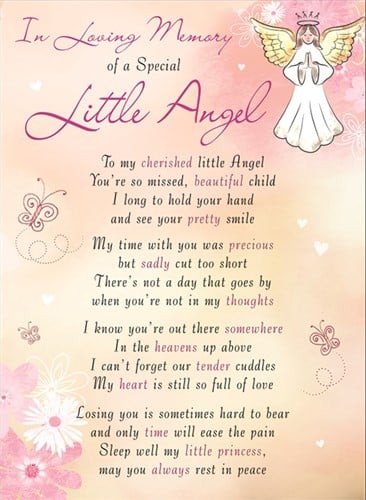 Rouwkaart herdenkingskaart ILM of a Special Little Angel 16.5 x 12 cm 