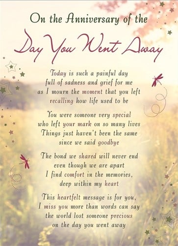 Rouwkaart herdenkingskaart The Day You Went Away 16.5 x 12 cm 