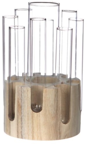 Decoratief Wood Base met Reageerbuis 12x20 cm