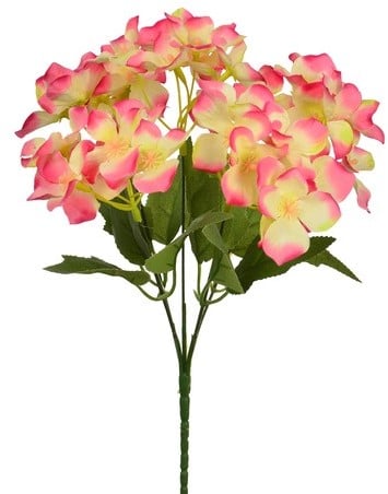 Hortensia Hydrangea Creme Roze Rand Zijdenbloem 30 cm