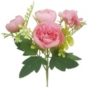 Boeketje Ranonkel Hortensia Hydrangea en Besjes Roze Zijdenbloem 27 cm