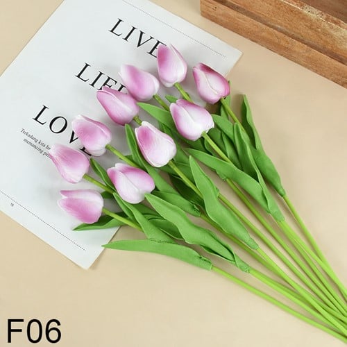 Tulpen Fuchsia Wit Purple Real Touch Foam 33 cm Bundel ca. 10 stuks