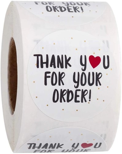 Sluitstickers Thank you for Your Order Rood hartje etiket rol 500 labels