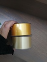 Bedrukt lint Geel Goud 70 mm met gouden opdruk 80 cm per stuk