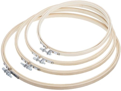 Bamboe Borduurring Flowerhoop Bloemenring 4 maten met stelschroef 17 20 23 26 cm per set