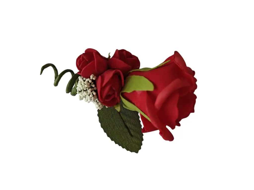 Corsage Roos Rood CEM261 +minifoam met blad Maatwerk 