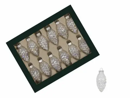 Hangers Dennenappelvorm Clear Pearl 6 cm doos 12 stuks 