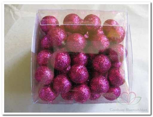 [A-007750] Glitterballetjes kerstballetjes 77 Rood 15 mm doosje