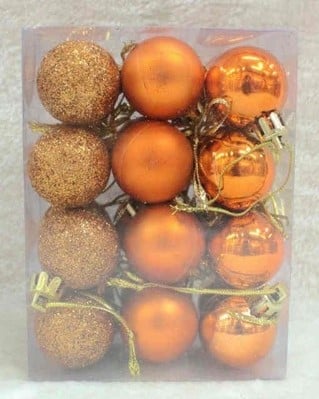 [A-012994] Kerstballen Koper mat glans glitter 3 cm 24 stuks