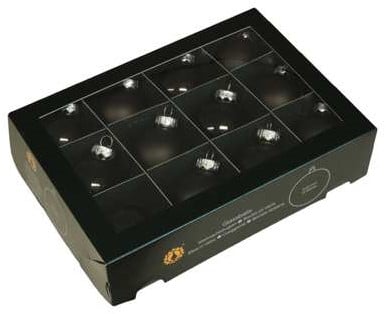 [A-027035] Kerstballen glas Zwart Black combi cap 57 mm doos 12 stuks
