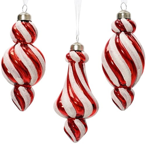 [A-027077] Kerstballen glas Ornament Rood Wit per stuk