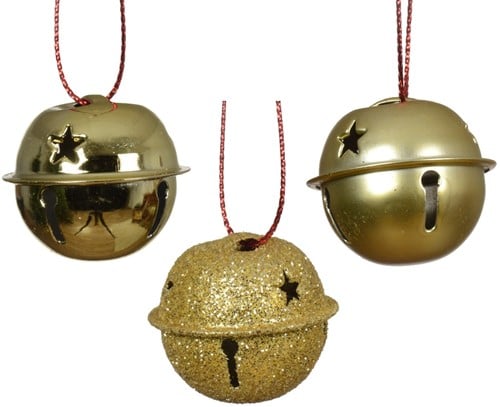 [A-027107] Christmas bells Wedding Wands Kerstbelletjes Goud 25 mm doosje 12 stuks