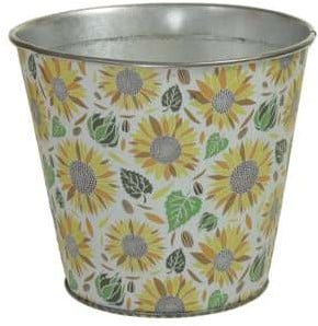 [A-025546] Bloemenpot Metal Flowerpot round bloemetjes