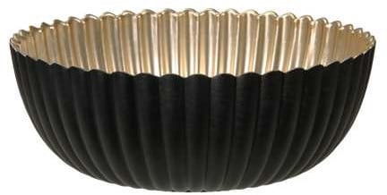 [A-026047] Bowl Fruitschaal met ribbels Zwart met Goud 20x7,5 cm