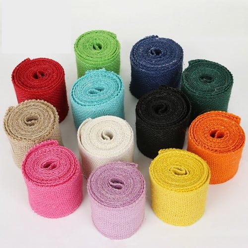 [A-017201] Jute band dicht Turquoise 6 cm 2 meter kleinverpakking