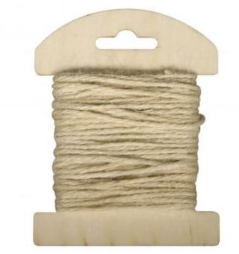 [A-022780] Jute koord op houten kaart Gebleekt Ivoor 1,5 mm 10 meter