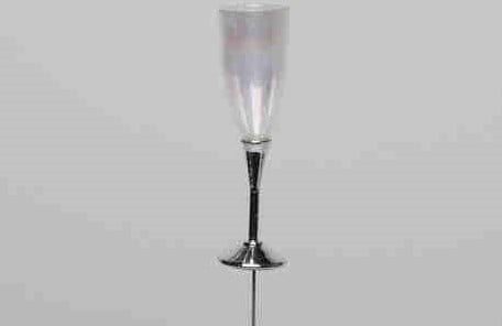 [A-014379] Champagneglas op steker Clear Zilver 7.5 cm doos 12 stuks