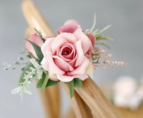[A-023350] Luxe Polscorsage Zijden bloemen Oudroze Groen past bij 023157 023156 023155