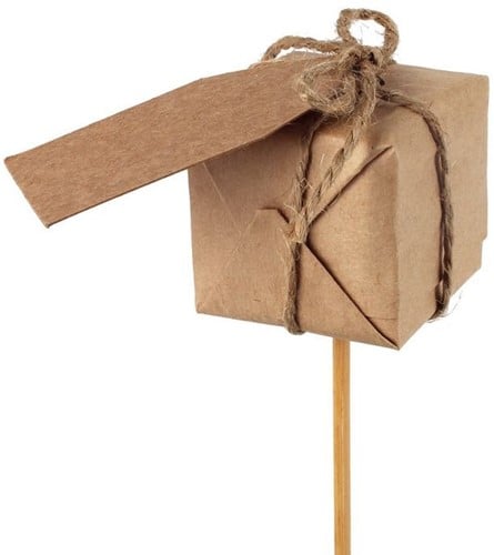 [A-015616] Bijsteker Kado Kraft 4x4 cm +12 cm stok Naturel 6 stuks