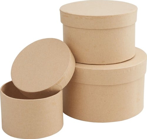 [A-015608] Bloemendoos Rond Bruin set 3 maten