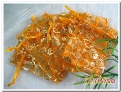 [A-005078] Cadeauzakje giftbag Organza Oranje Goud 7x9 cm