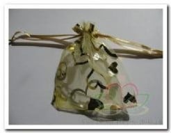 [A-005346] Cadeauzakje giftbag Organza Open Hart Goud 7x9 cm