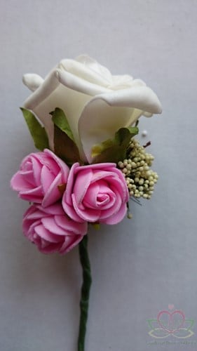 [A-011122] Corsage Roos RoomWit+Pink+Creme CPR148 Maatwerk