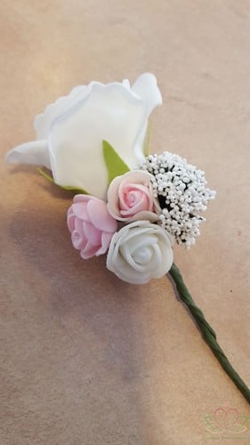 [A-014129] Corsage Roos CPR SpierWit+3kleurmini, Maatwerk
