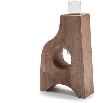 [A-024407] Decoratief Wooden Flowerholder met 1 Reageerbuis 12x5x19 cm
