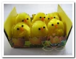 [A-007231] Chenille kuikentjes Geel doosje 7 stuks