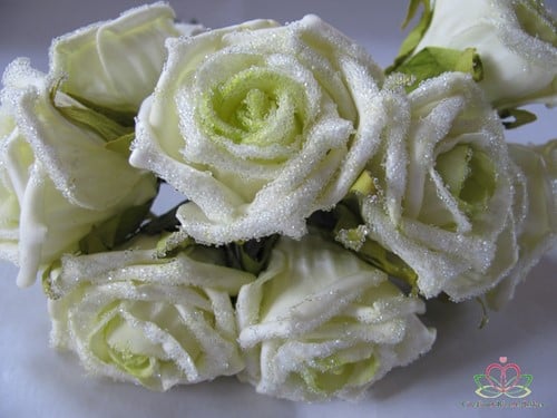[A-008787] Foamroos Elegant Cremegroen Besuikerd bundel