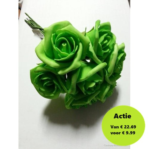 [A-009851] Foamroos Emilia Neon Groen 6 cm doos 42 stuks 